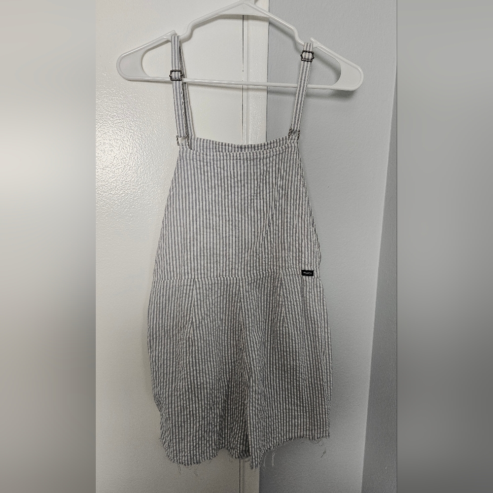RVCA 100% Cotton Short Romper Blue-grey & White Striped Size Small